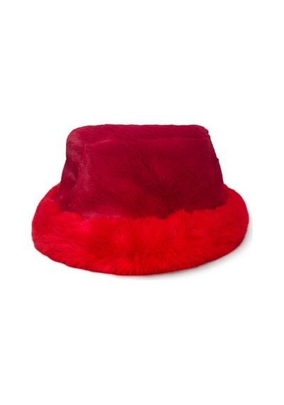Me-vo Kadın Kırmızı Peluş Kürk Bucket Şapka, Yumuşak Kışlık Şapka Kırmızı