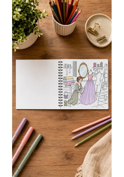 Vintage Victorian Lady Moments 20x20 Cm Büyük Boyama Kitabı, Çocuklar Ve Yetişkinler İçin