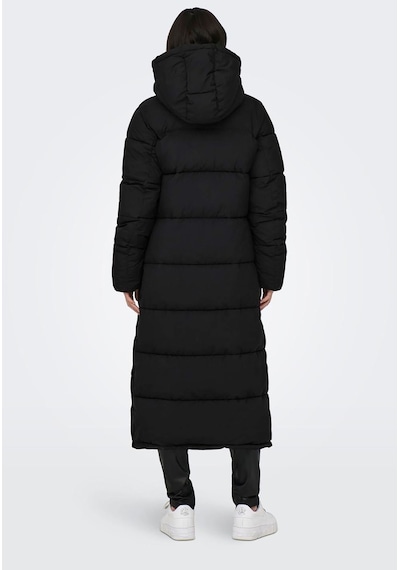 Only Kadın Onlann Kapüşonlu Uzun Puffer Mont 15287913 Siyah