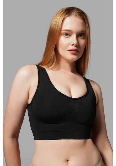 Fit Women Kalın Askılı Pedsiz Büstiyer Korsesi siyah Seamless 5050