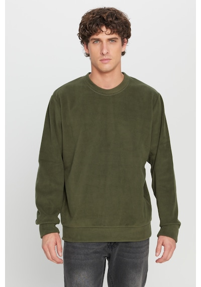 AC&Co / Altınyıldız Classics Erkek Hakı Standart Fit Normal Kesim Bisiklet Yaka Sweatshirt Polar Haki