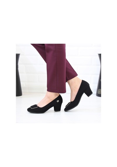 Nesilshoes Desca 220 Siyah Süet Topuklu Günlük Kadın Ayakkabı