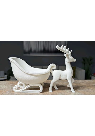 Ren Geyiği Ve Kızak Temalı Dekorarif Obje 14cm