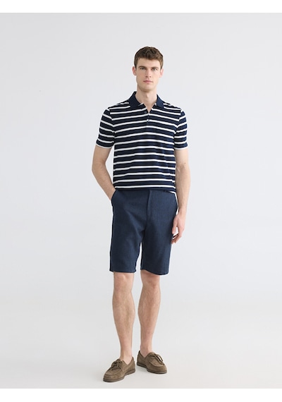 Lcwaıkıkı Classic Lacivert Regular Fit Keten Karışmlı Erkek Şort