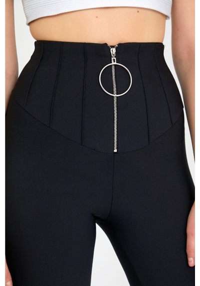 Winmoda34 Korse Tayt Halka Fermuarlı Push Up siyah