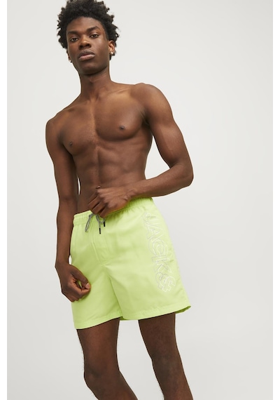 Jack & Jones Erkek Jpstfıjı Yazı Detaylı Deniz Şortu 12253118 - Neon Yeşil