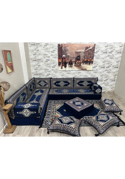 Coton Şark Köşesi Saraylı Desen Minder Takımı Konsept 14 Parça