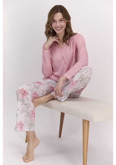 Pierre Cardin Çiçekli Açık Pembe Kadın Pijama Takımı 5274-28121