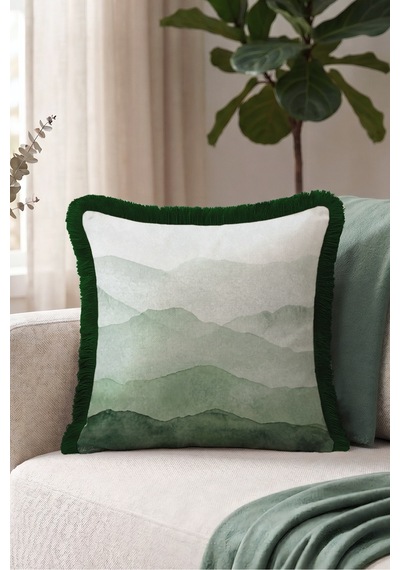 Manzara Dağ Motif Saçaklı Yastık Kılıfı - Akvarel Doğa Boho Yeşil Siyah Püsküllü Kırlent Kılıfı Serin Rota Nektar Manzara Dağ Motif Saçaklı Yastık Kılıfı - Akvarel Doğa Boho Yeşil Siyah Püsküllü Kırlent Kılıfı Serin Rota Nektar