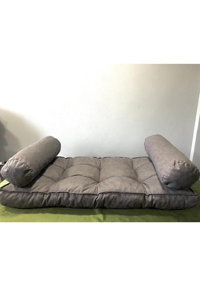 60x120 Yer Minderi Çift Silindirli Kapitoneli Gri