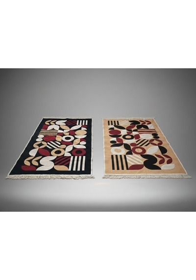 Modern Bohem Desenli Makinede Yıkanabilir Çift Taraflı Günlük Kullanıma Uygun Kilim Renkli