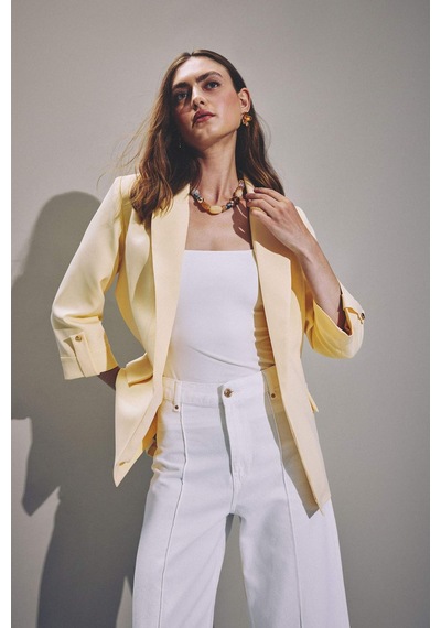 Defacto Oversıze Basic Blazer Açık Sarı Ceket C3215ax26auyl487 Sarı-yl487