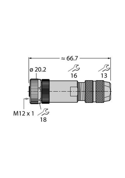 Turck 6604219 Fw-m12ku5d-g-sb-me-sh-8 Yuvarlak Konnektör M12 X 1