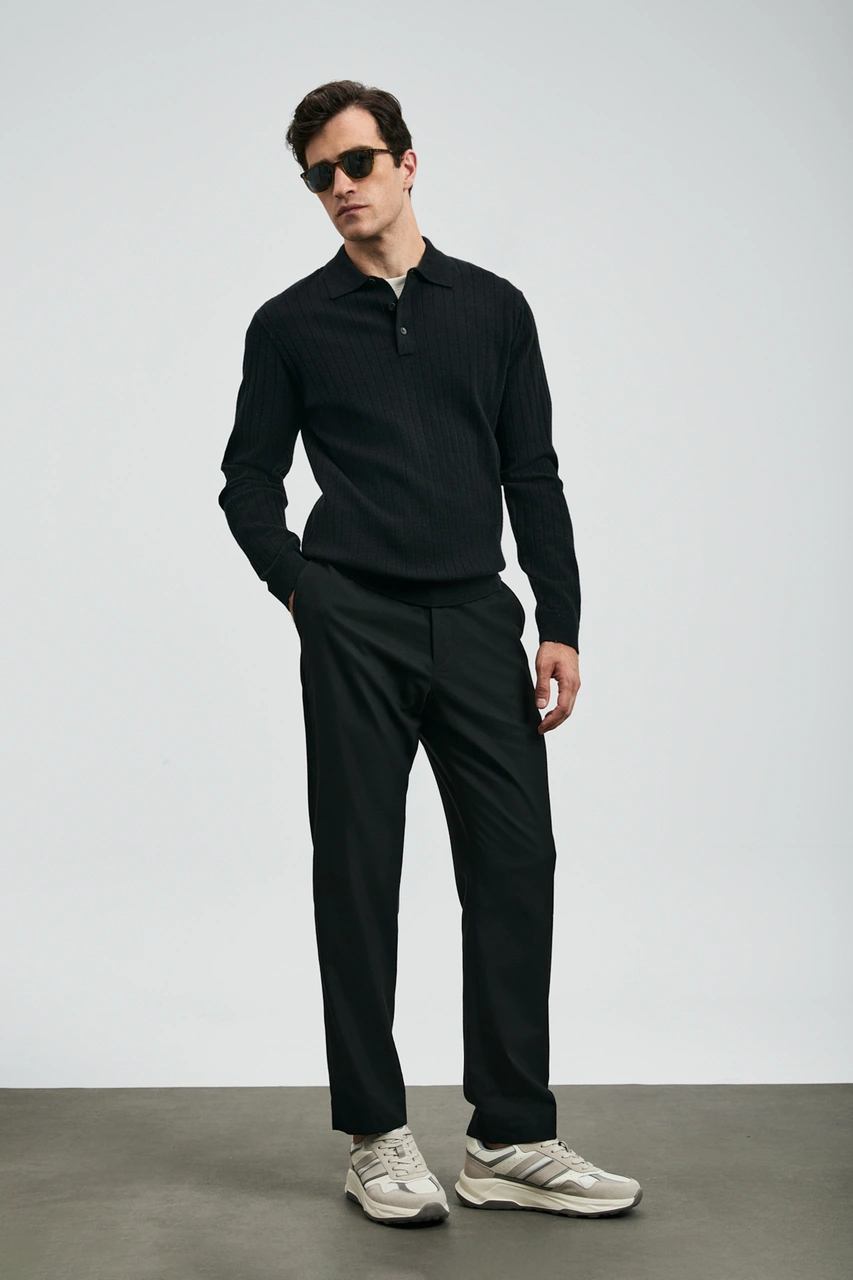 Lufian Sterno Smart Erkek Chino Pantolon Slim Fit Siyah Siyah 112190330100100 Siyah