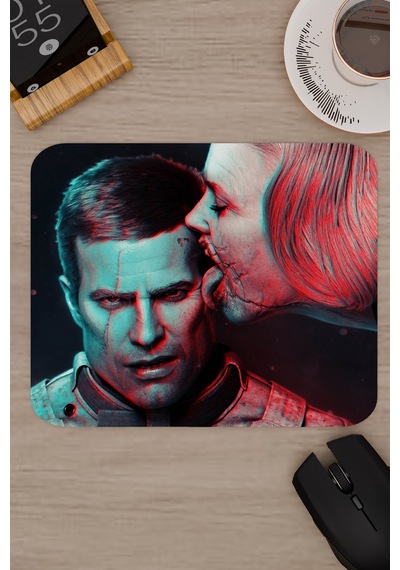 Wolfenstein Kaymaz Dikişli Kauçuk Oyuncu Mousepad V3 - 22x18 Gaming Mouse Pad Fare Altlığı