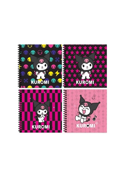 Kuromi Spiralli Sert Kapak Defter 16x15 50 Yaprak Çizgili Çok Renkli