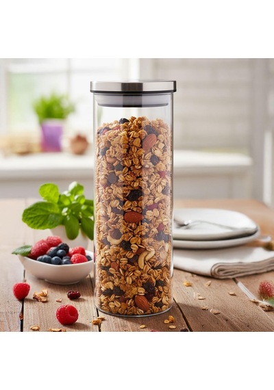 1000ml Vakumlu Metal Kapaklı Borosilikat Cam Kavanoz 8.5cm 20cm 1 Adet Çok Renkli