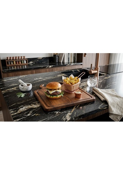 Fam Wood Art %100 Doğal Çam Steak Tahtası Hamburger Tabağı Kahverengi