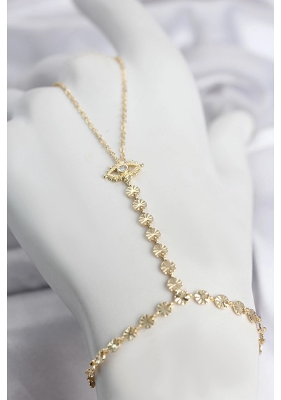Gold Renk Pirinç Zirkon Taşlı Göz Model Şahmeran Çok Renkli