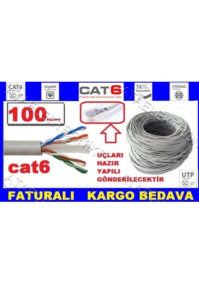 100 Metre Cat6 Internet Patch Kablo 100 Metre Cat 6 Rj45 Utp Pa