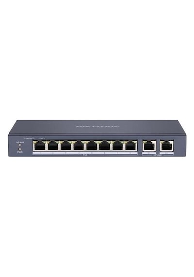 Hikvision DS-3E0310P-E/M 8 Port 60 w Full PoE 10/100 2 × Gigabit Metal  Yönetilemez Switch