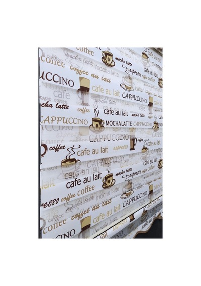 Coffe Kahve Kupa Desenli Zebra Stor Mutfak Perdesi Beyaz- Kahve - 97205336 Beyaz- Kahve