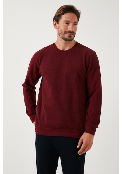 Buratti Slim Fit Bisiklet Yaka Pamuklu Erkek Kazak 456201 Mürdüm