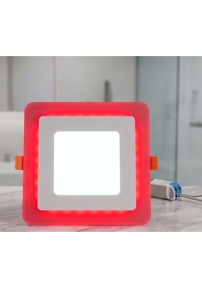 Kare Sıva Altı Led Spot Aydınlatma 9 Watt Çift Renk 3 Kademe Kırmızı Beyaz Gece Lambası Armatür
