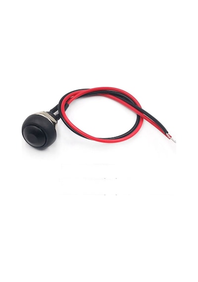 12mm Pbs-33b 2 Pin Push Buton Siyah 20cm Kablolu On Off 1a 250v Mini Yuvarlak Su Geçirmez Anahtar