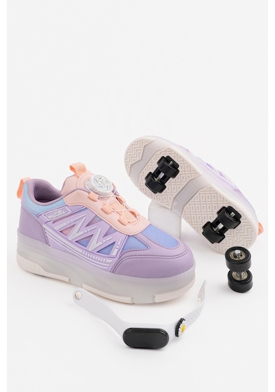 Muggo Skate Çocuk Işıklı Patenli Tekerlekli Sneaker Spor Ayakkabı Lila