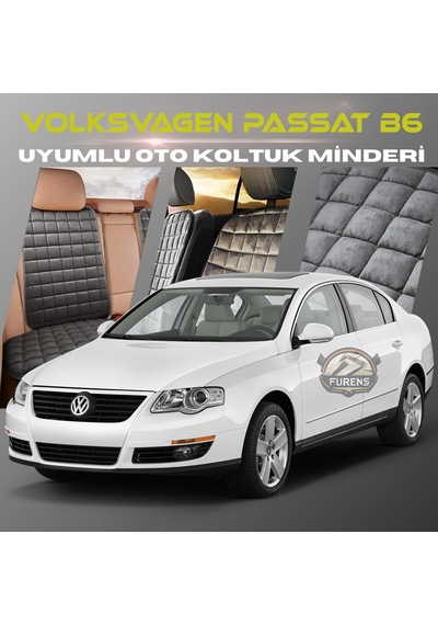 Volksvogen Passat B6 Antrasit Renk Tay Tüyü Cepli & Terletmez Sırtlı Oto Koltuk Minder Seti - Koltuk Koruma Kılıfı Ön & Arka Tam Set