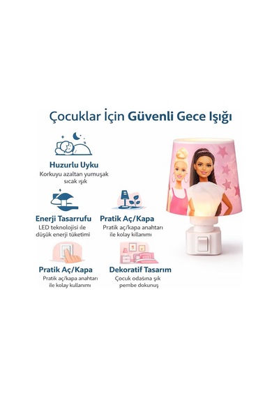 Çocuk Gece Lambası Ledli Fişli Pembe Dekoratif Lamba Sıcak Işık Aç/kapa Genel