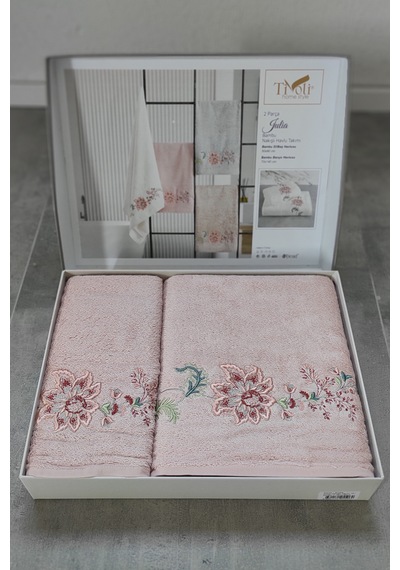 Bambu Yumuşak & Yüksek Su Emici Tivoli 2'li Havlu Seti-julia Pudra
