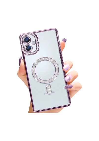 Samsung Galaxy A06 Joke Simli Magneticsafe Kılıf - Derin Mor 0.2M-Çok Renkli
