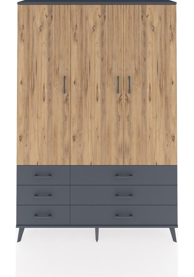 Arges Dolap 5 Raflı 6 Çekmeceli Tek Askılı 132x30x195 Antrasit-çam/antrasit Atlas Çam/antrasıt Arges Dolap 5 Raflı 6 Çekmeceli Tek Askılı 132x30x195 Antrasit-çam/antrasit Atlas Çam/antrasıt