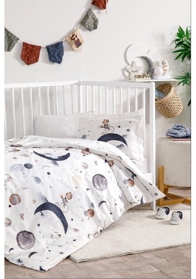 Özdilek Cute Space Pamuk Bebek Nevresim Takımı Beyaz