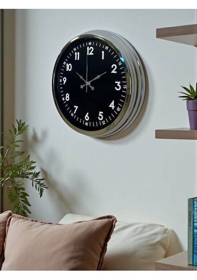 Klasik 40 Cm Krom Şık Metal Duvar Saati Çok Renkli