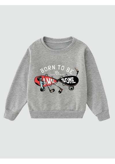 Panios Kids 2'li 1980-awesome Baskılı Erkek Çocuk Gri-siyah Sweatshirt Gri - Siyah4