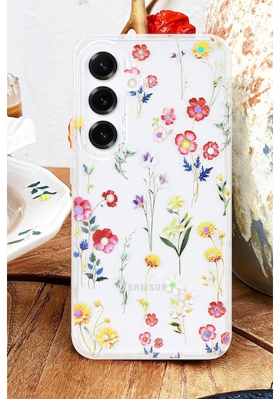 Samsung Galaxy Uyumlu S23 Kılıf Solmayan Imd Baskı Desenli, Şeffaf Tpu+pc Botanik Kapak