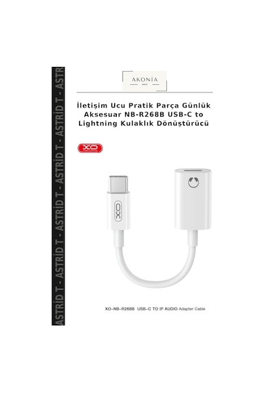 İletişim Ucu Pratik Parça Günlük Aksesuar Nb-r268b Usb-c To Lightning Kulaklık Dönüştürücü