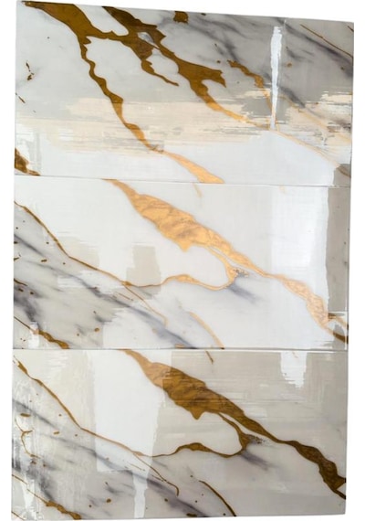 Shiny Yaldız-gold Mermer Desenli 60x30cm Yapışkanlı Mutfak Banyo Kaplama Duvar Paneli Kağıdı Ls6010 Altın