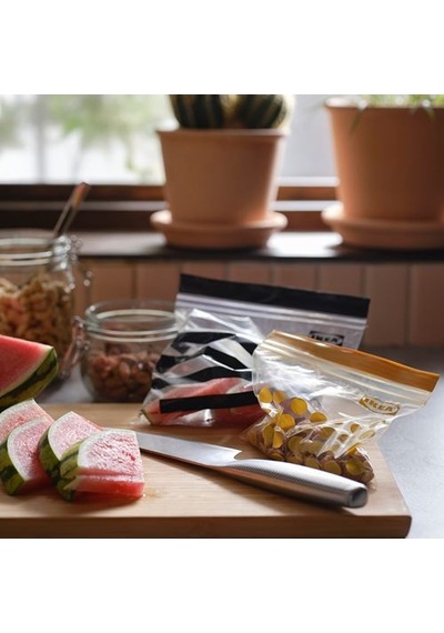 Ikea Istad Kilitlenebilir Buzdolabı Poşeti, Siyah-sarı, 1 Lt Ve 0,4 Lt, 60 Adet