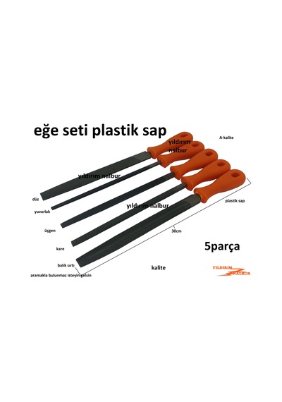 Eğe Seti 5 Parça Yuvarlak Üçgen Balık Sırtı Kare Eğe  Takım