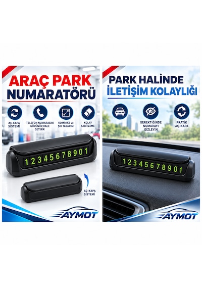 Araç Park Numaratörü Aç Kapa Parkmatik Telefon Numarası Göstergesi Siyah 2 Adet