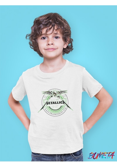 Bumeta Metallica Rock Metal Çocuk Tişört T-shirt Beyaz