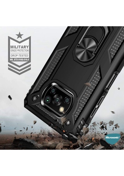 Xiaomi Poco X3 Pro Kilif Zirhli Standli Yüzüklü Tank Kapak 406470204