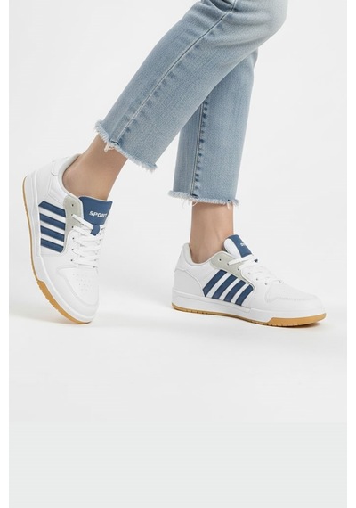 Letao Unisex Günlük Spor Ayakkabı Koşu Yürüyüş Sneaker Beyaz - Lacivert
