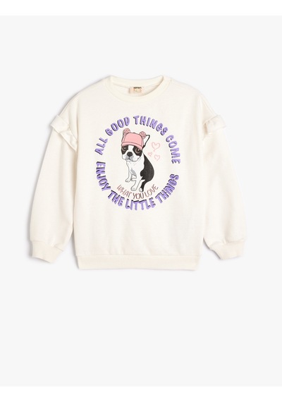 Koton Fırfırlı Sweatshirt Köpek Baskılı Uzun Kollu Pamuklu Ekru 5wkg10255ak Ekru Koton Fırfırlı Sweatshirt Köpek Baskılı Uzun Kollu Pamuklu Ekru 5wkg10255ak Ekru