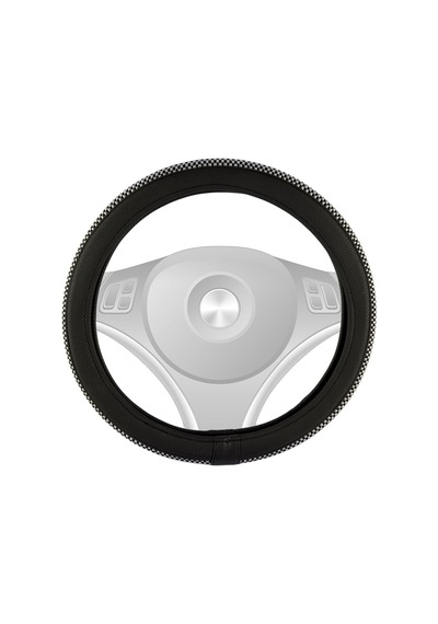 Nyf F-331 Geçmeli Direksiyon Kılıfı Kare Gri-siyah Şerit 38 Cm
