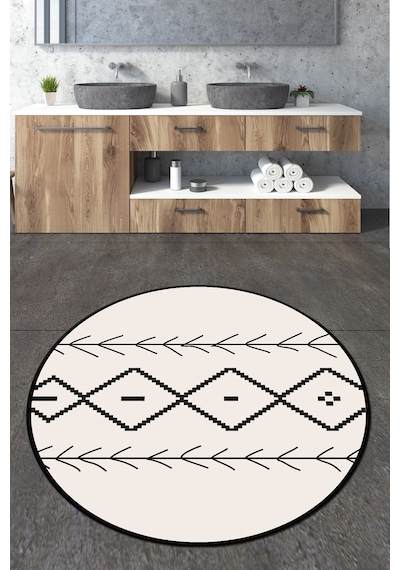 Sagitta Çap Banyo Halısı Djt 120x120 cm, Banyo Halısı , Banyo paspası yıkanabilir Beyaz
